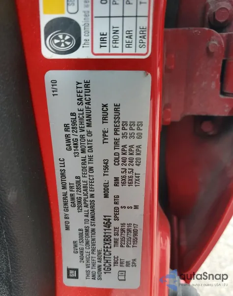 2011 Chevrolet Colorado Lt z USA, uszkodzony, nr VIN 1GCHTCFEXB8114641